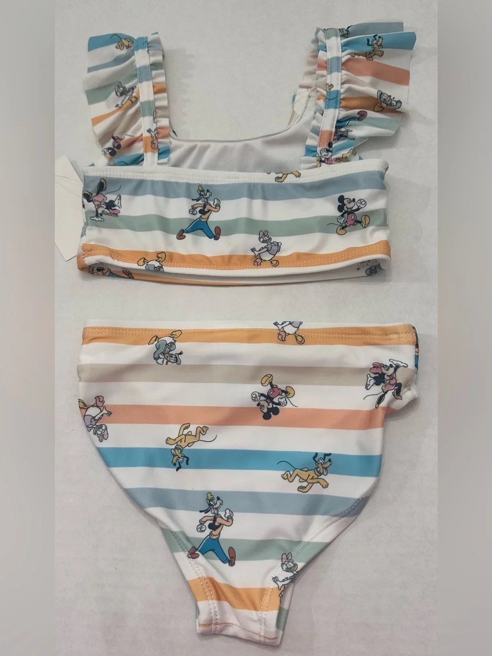 Disney Big Girls Mickey and Friends Striped Bikini Swimsuit Size XS (4/5)